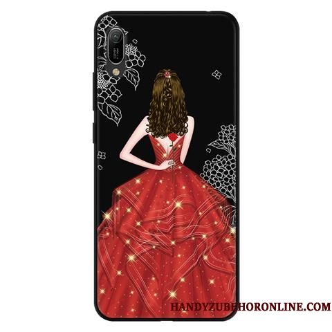 Hoesje Huawei Y6 2019 Spotprent Telefoon Gazen, Hoes Huawei Y6 2019 Zacht Zwart Kant