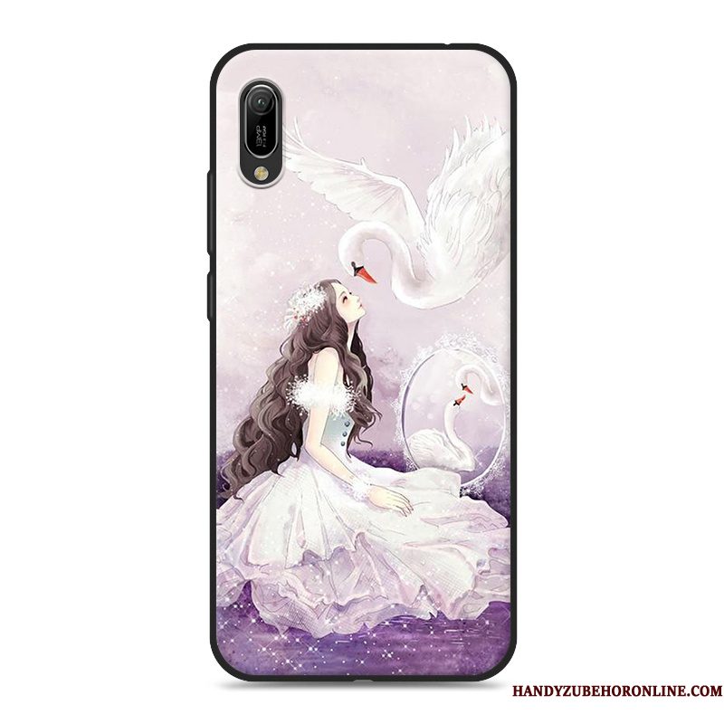 Hoesje Huawei Y6 2019 Zacht Anti-fall Eenvoudige, Hoes Huawei Y6 2019 Siliconen Telefoon Net Red