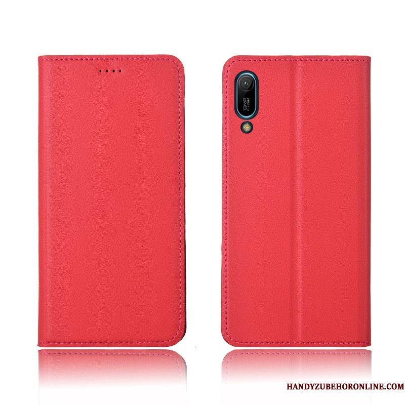 Hoesje Huawei Y6 2019 Zacht Anti-falltelefoon, Hoes Huawei Y6 2019 Leer Nieuw Geel