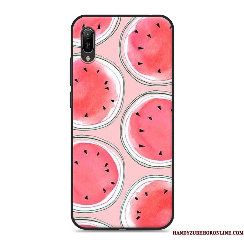 Hoesje Huawei Y6 2019 Zacht Rozetelefoon, Hoes Huawei Y6 2019 Spotprent