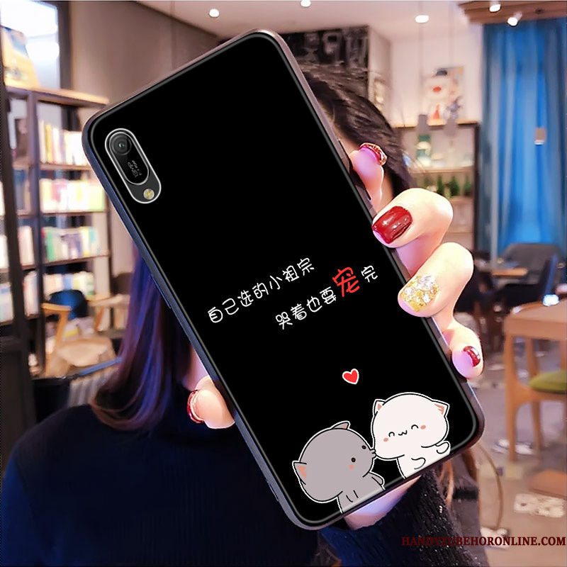 Hoesje Huawei Y6 2019 Zacht Rozetelefoon, Hoes Huawei Y6 2019 Spotprent Bloemen