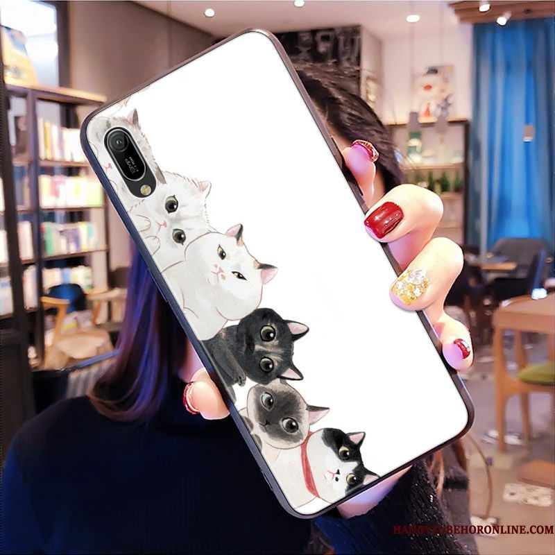 Hoesje Huawei Y6 2019 Zacht Rozetelefoon, Hoes Huawei Y6 2019 Spotprent Bloemen