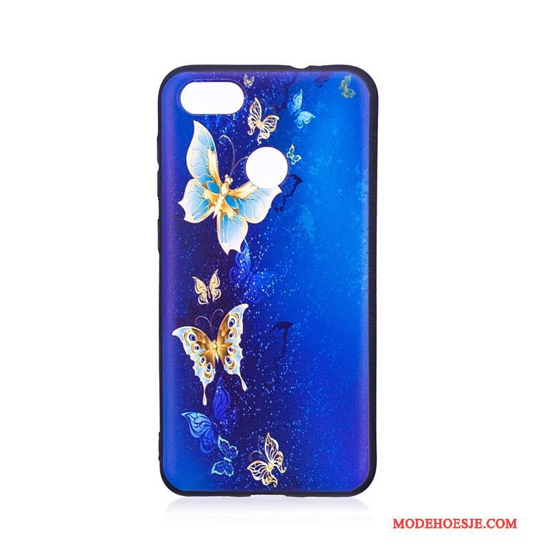 Hoesje Huawei Y6 Pro 2017 Bescherming Trend Donkerblauw, Hoes Huawei Y6 Pro 2017 Zacht Minitelefoon