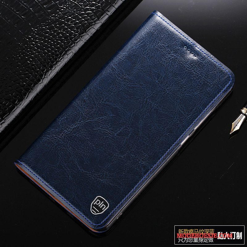 Hoesje Huawei Y6 Pro 2017 Folio Telefoon Donkerblauw, Hoes Huawei Y6 Pro 2017 Leer