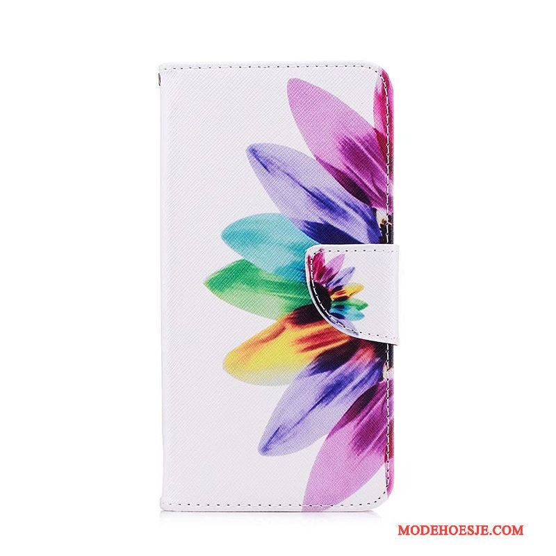 Hoesje Huawei Y6 Pro 2017 Leer Mini Wit, Hoes Huawei Y6 Pro 2017 Geschilderd Telefoon