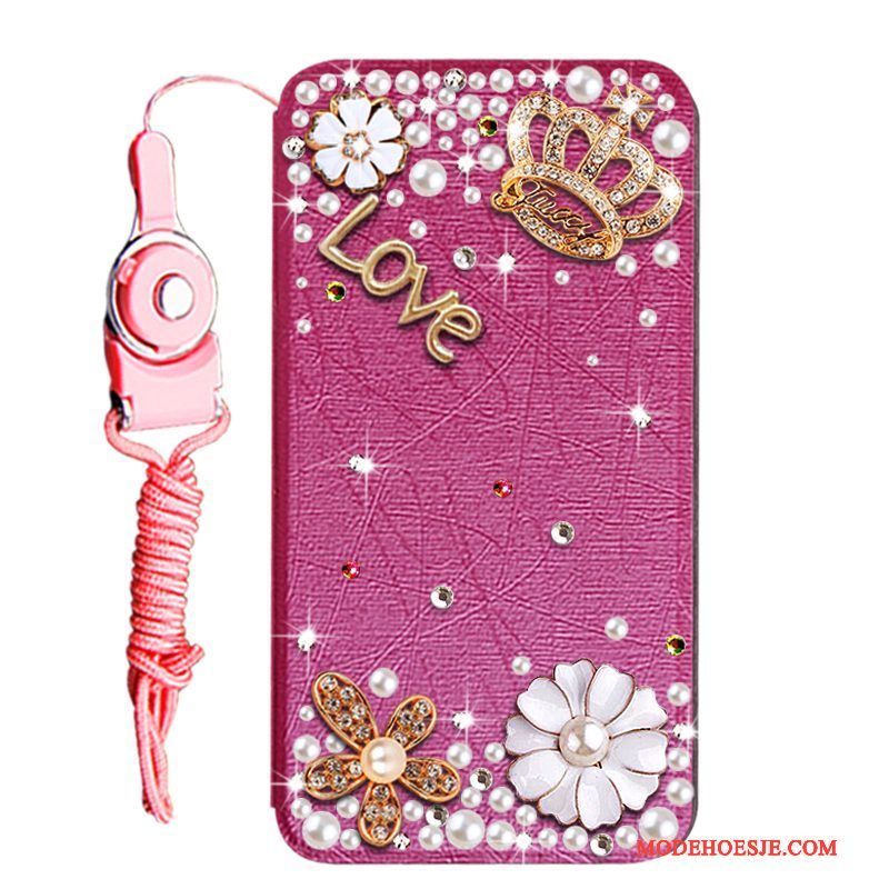 Hoesje Huawei Y6 Pro 2017 Strass Telefoon Goud, Hoes Huawei Y6 Pro 2017 Leer