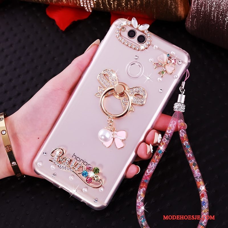 Hoesje Huawei Y6 Pro 2017 Zacht Roze Hanger, Hoes Huawei Y6 Pro 2017 Siliconen Telefoon Anti-fall