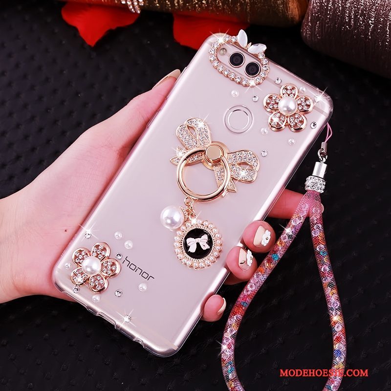 Hoesje Huawei Y6 Pro 2017 Zacht Roze Hanger, Hoes Huawei Y6 Pro 2017 Siliconen Telefoon Anti-fall