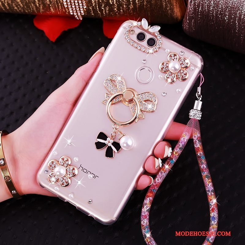 Hoesje Huawei Y6 Pro 2017 Zacht Roze Hanger, Hoes Huawei Y6 Pro 2017 Siliconen Telefoon Anti-fall