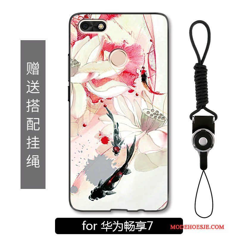 Hoesje Huawei Y6 Pro 2017 Zakken Inkt Anti-fall, Hoes Huawei Y6 Pro 2017 Kleur Chinese Stijl Karper