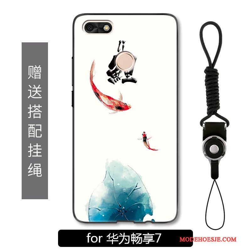 Hoesje Huawei Y6 Pro 2017 Zakken Inkt Anti-fall, Hoes Huawei Y6 Pro 2017 Kleur Chinese Stijl Karper