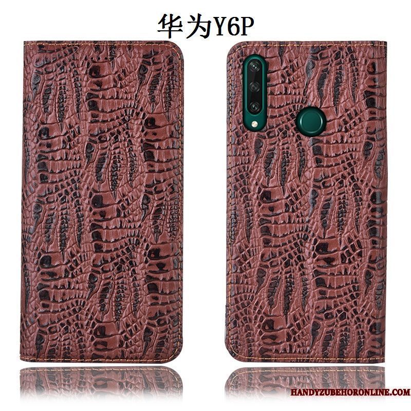 Hoesje Huawei Y6p Bescherming Krokodil Anti-fall, Hoes Huawei Y6p Leer Telefoon Patroon