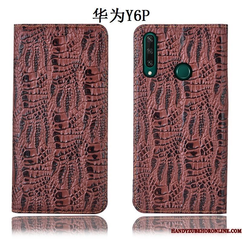 Hoesje Huawei Y6p Bescherming Krokodil Anti-fall, Hoes Huawei Y6p Leer Telefoon Patroon