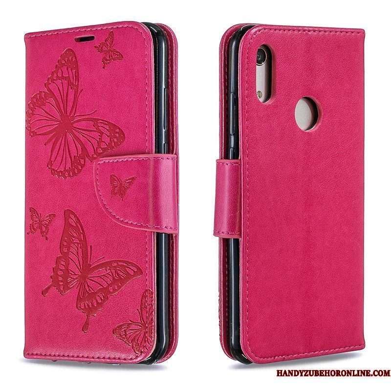 Hoesje Huawei Y6s Reliëf Jeugd Purper, Hoes Huawei Y6s Folio Vlinder Hanger