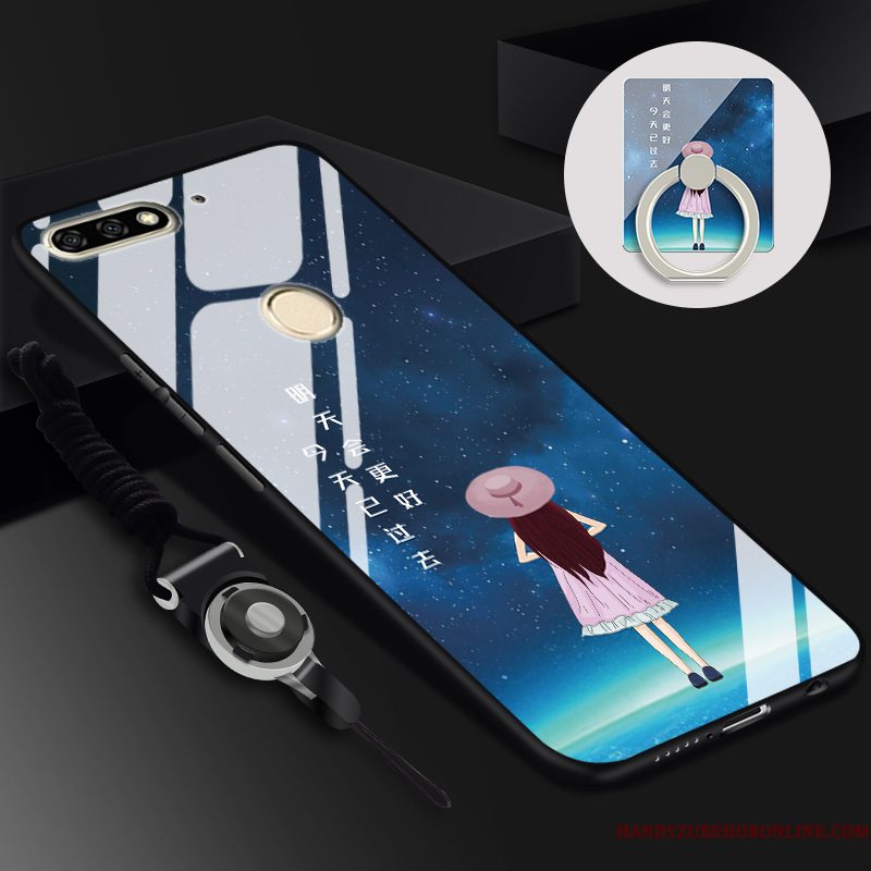 Hoesje Huawei Y7 2018 Bescherming Ring Hanger, Hoes Huawei Y7 2018 Skärmskydd Zwart