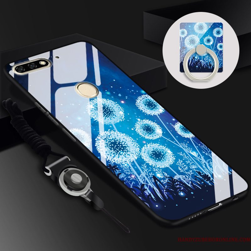 Hoesje Huawei Y7 2018 Bescherming Ring Hanger, Hoes Huawei Y7 2018 Skärmskydd Zwart