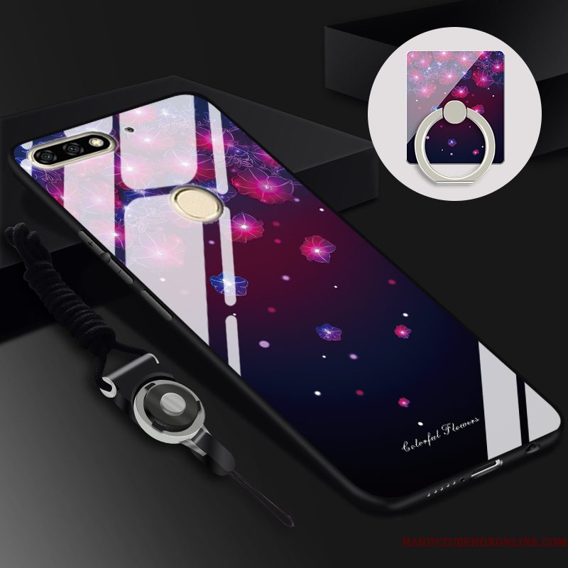 Hoesje Huawei Y7 2018 Bescherming Ring Hanger, Hoes Huawei Y7 2018 Skärmskydd Zwart