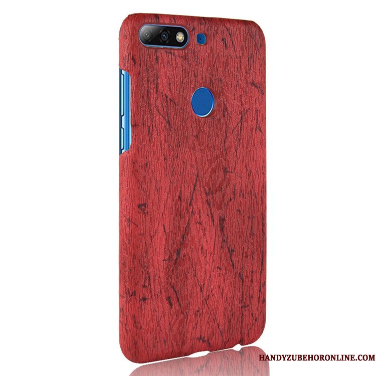 Hoesje Huawei Y7 2018 Houtnerf Telefoon Hard, Hoes Huawei Y7 2018 Leer Kwaliteit Licht