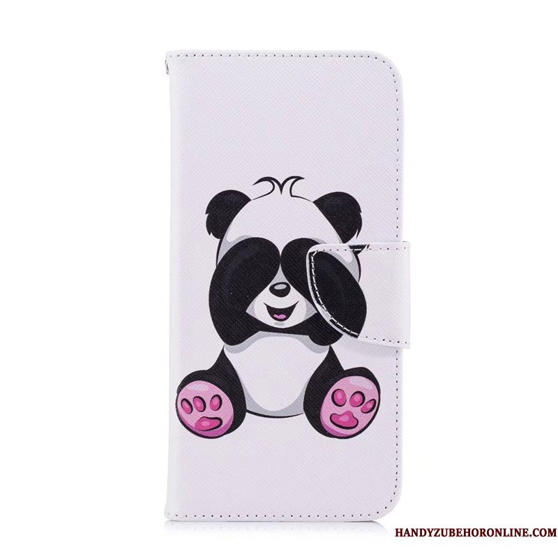 Hoesje Huawei Y7 2018 Leer Telefoon Wit, Hoes Huawei Y7 2018 Bescherming