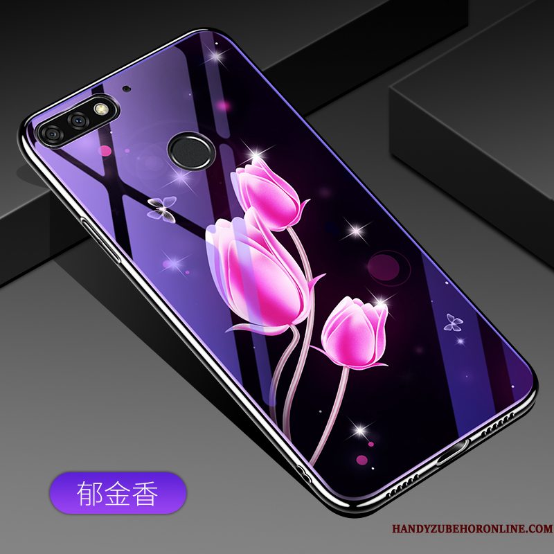 Hoesje Huawei Y7 2018 Zakken Pu Anti-fall, Hoes Huawei Y7 2018 Zacht Telefoon Blauw