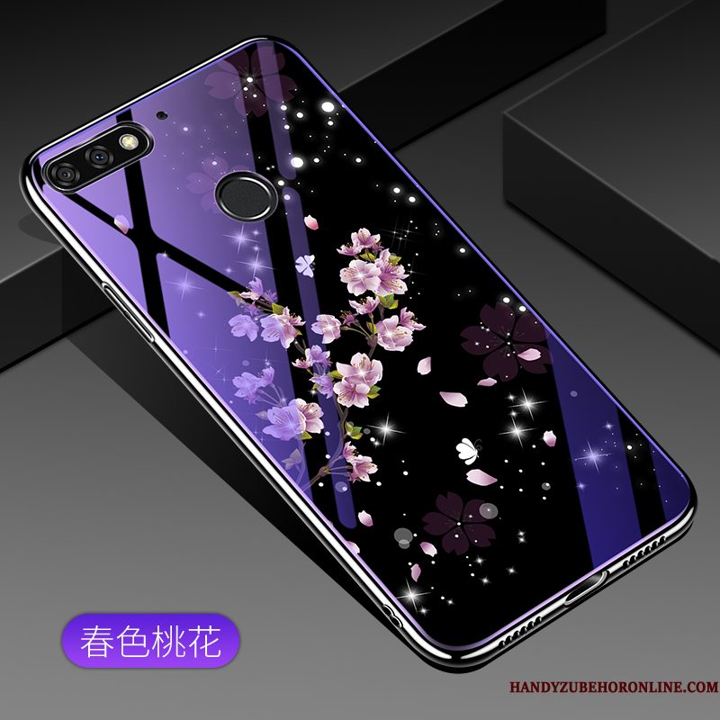 Hoesje Huawei Y7 2018 Zakken Pu Anti-fall, Hoes Huawei Y7 2018 Zacht Telefoon Blauw
