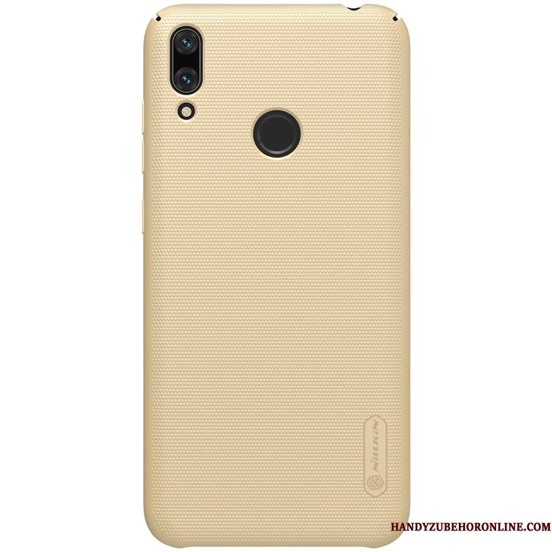 Hoesje Huawei Y7 2019 Bescherming Anti-fall Wit, Hoes Huawei Y7 2019 Schrobben Goud