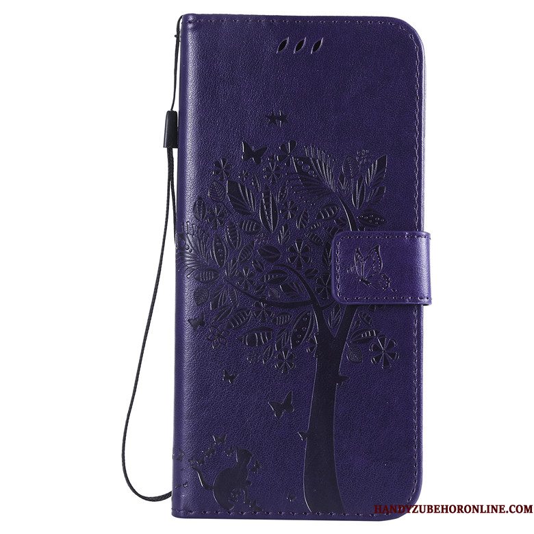 Hoesje Huawei Y7 2019 Folio Anti-fall Goud, Hoes Huawei Y7 2019 Leer Boomtelefoon