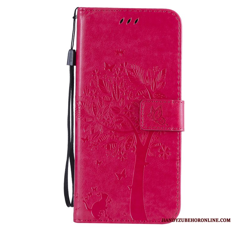 Hoesje Huawei Y7 2019 Folio Anti-fall Goud, Hoes Huawei Y7 2019 Leer Boomtelefoon