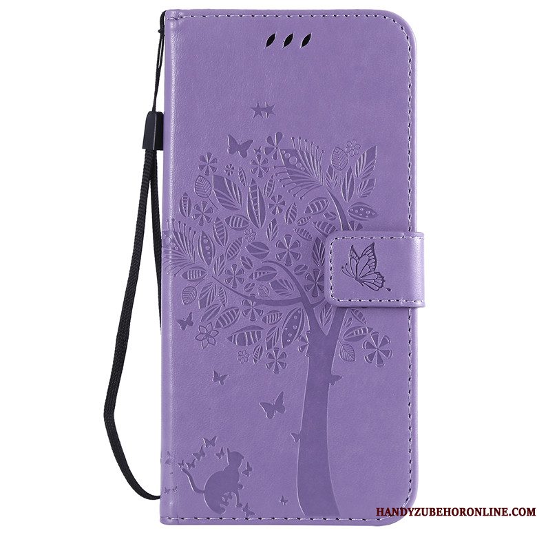 Hoesje Huawei Y7 2019 Folio Anti-fall Goud, Hoes Huawei Y7 2019 Leer Boomtelefoon