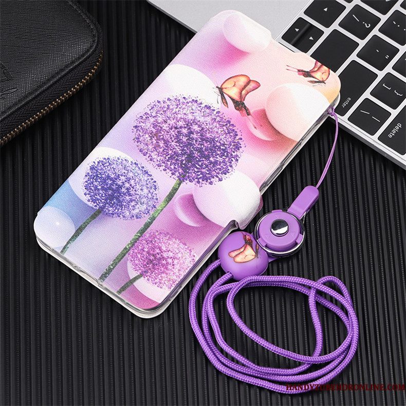 Hoesje Huawei Y7 2019 Leer Hangertelefoon, Hoes Huawei Y7 2019 Zacht Rood