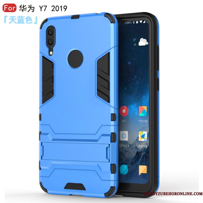 Hoesje Huawei Y7 2019 Mode Blauw Eenvoudige, Hoes Huawei Y7 2019 Siliconen Hard Trend