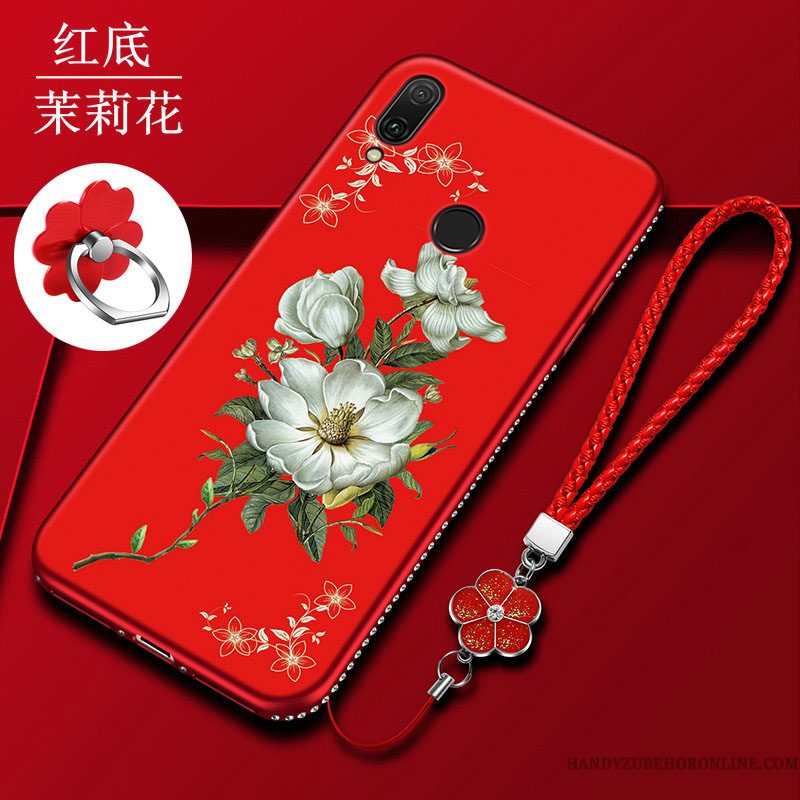 Hoesje Huawei Y7 2019 Siliconen Rood Trend, Hoes Huawei Y7 2019 Zakken Anti-falltelefoon