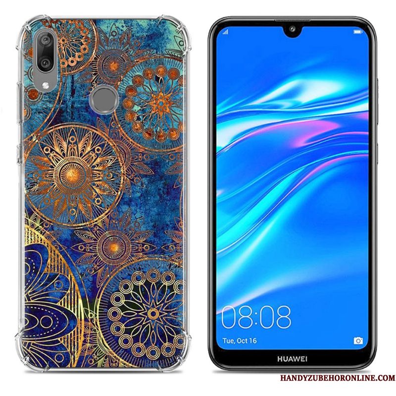 Hoesje Huawei Y7 2019 Zacht Blauw Trend, Hoes Huawei Y7 2019 Scheppend Gasbag Anti-fall