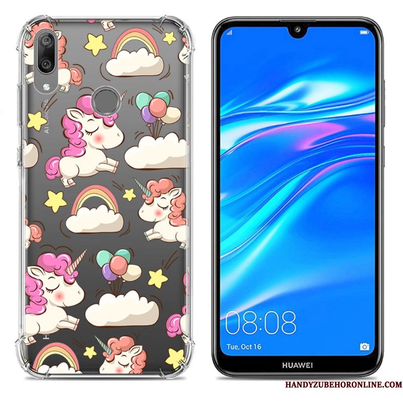 Hoesje Huawei Y7 2019 Zacht Blauw Trend, Hoes Huawei Y7 2019 Scheppend Gasbag Anti-fall