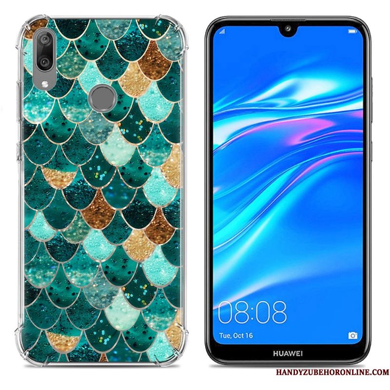 Hoesje Huawei Y7 2019 Zacht Blauw Trend, Hoes Huawei Y7 2019 Scheppend Gasbag Anti-fall