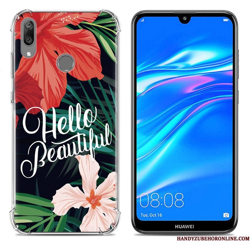 Hoesje Huawei Y7 2019 Zacht Blauw Trend, Hoes Huawei Y7 2019 Scheppend Gasbag Anti-fall