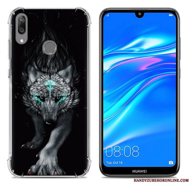 Hoesje Huawei Y7 2019 Zacht Blauw Trend, Hoes Huawei Y7 2019 Scheppend Gasbag Anti-fall