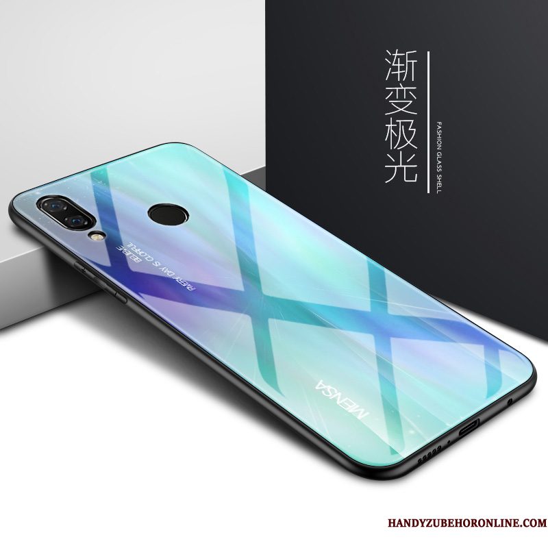 Hoesje Huawei Y7 2019 Zakken Blauw High End, Hoes Huawei Y7 2019 Bescherming Glas Persoonlijk