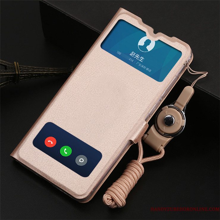 Hoesje Huawei Y7 2019 Zakken Hanger Wit, Hoes Huawei Y7 2019 Leer Telefoon Anti-fall