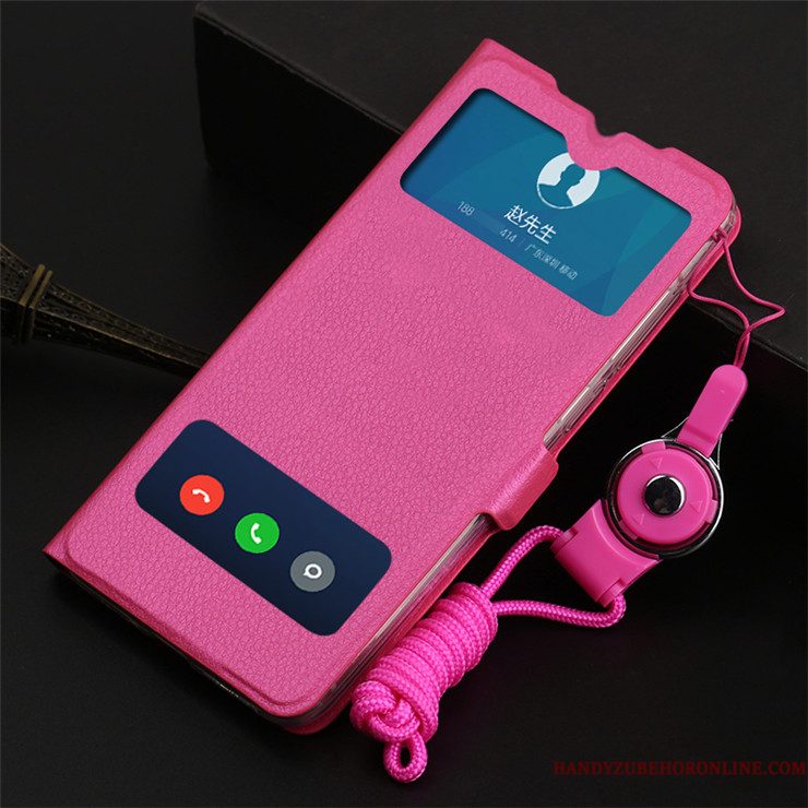 Hoesje Huawei Y7 2019 Zakken Hanger Wit, Hoes Huawei Y7 2019 Leer Telefoon Anti-fall