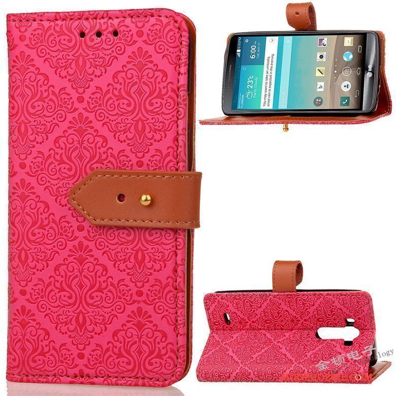 Hoesje Lg G3 Leer Telefoon Roze, Hoes Lg G3 Folio