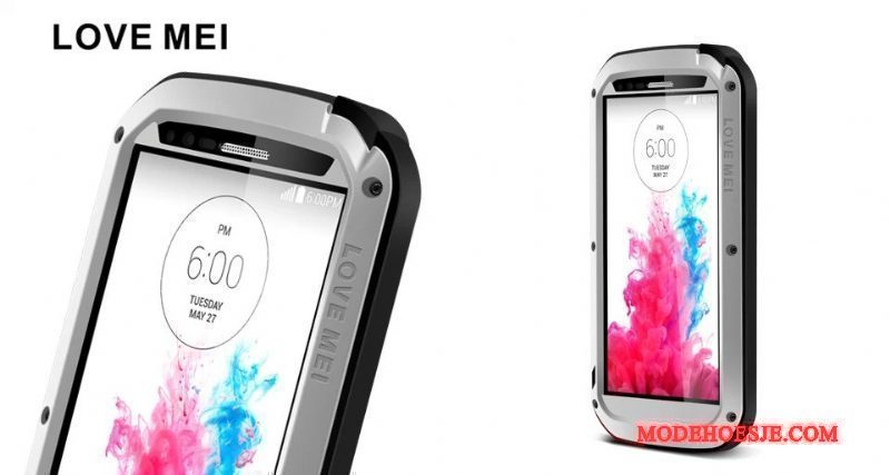 Hoesje Lg G3 Metaal Zwart Drie Verdedigingen, Hoes Lg G3 Siliconen Anti-falltelefoon