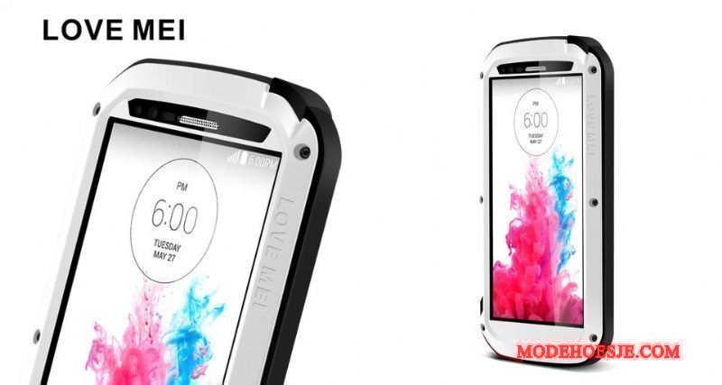 Hoesje Lg G3 Metaal Zwart Drie Verdedigingen, Hoes Lg G3 Siliconen Anti-falltelefoon