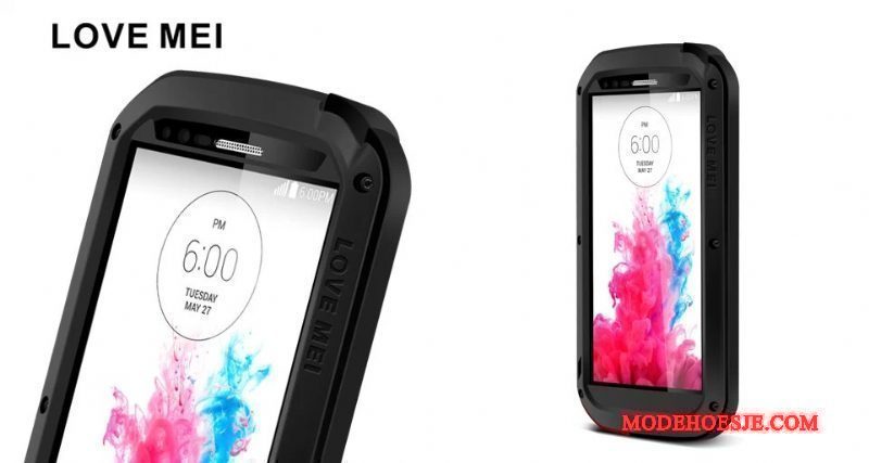 Hoesje Lg G3 Metaal Zwart Drie Verdedigingen, Hoes Lg G3 Siliconen Anti-falltelefoon