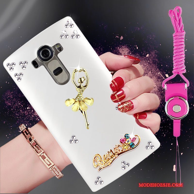 Hoesje Lg G4 Strass Wit Trend, Hoes Lg G4 Bescherming Hangertelefoon