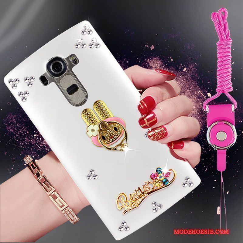 Hoesje Lg G4 Strass Wit Trend, Hoes Lg G4 Bescherming Hangertelefoon