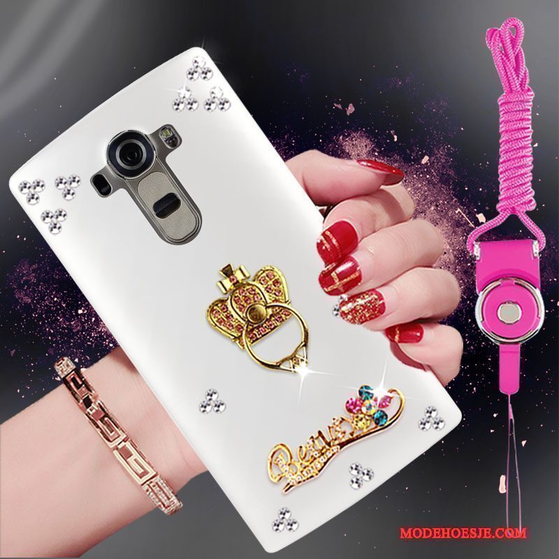 Hoesje Lg G4 Strass Wit Trend, Hoes Lg G4 Bescherming Hangertelefoon