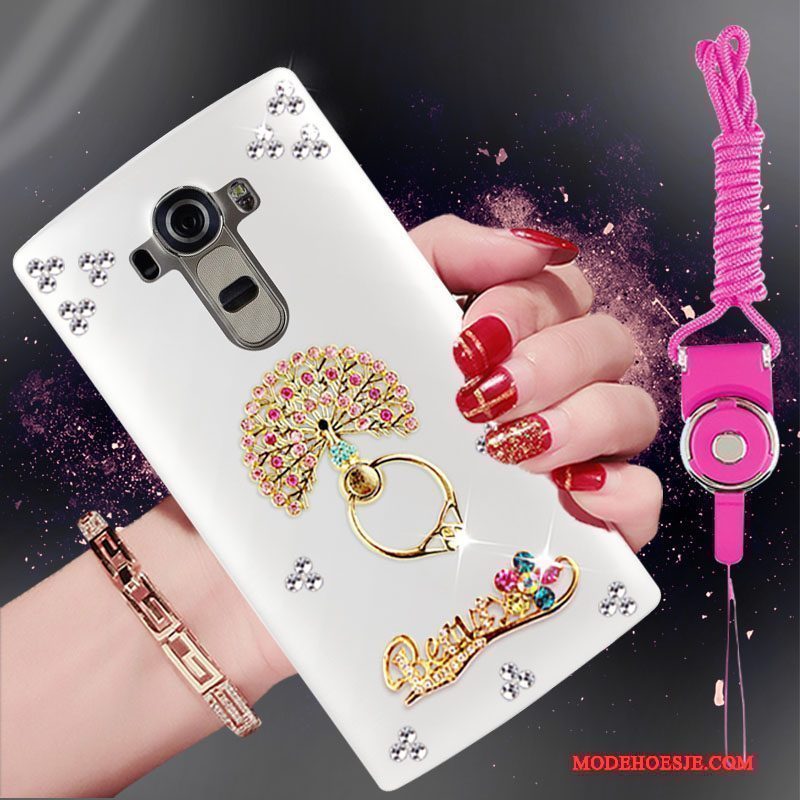 Hoesje Lg G4 Strass Wit Trend, Hoes Lg G4 Bescherming Hangertelefoon