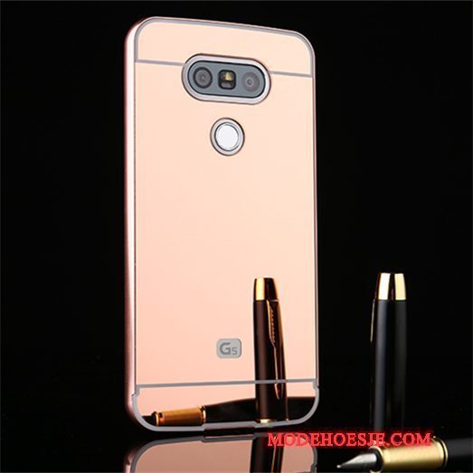 Hoesje Lg G5 Metaal Rose Goudtelefoon, Hoes Lg G5 Zakken Omlijsting Achterklep