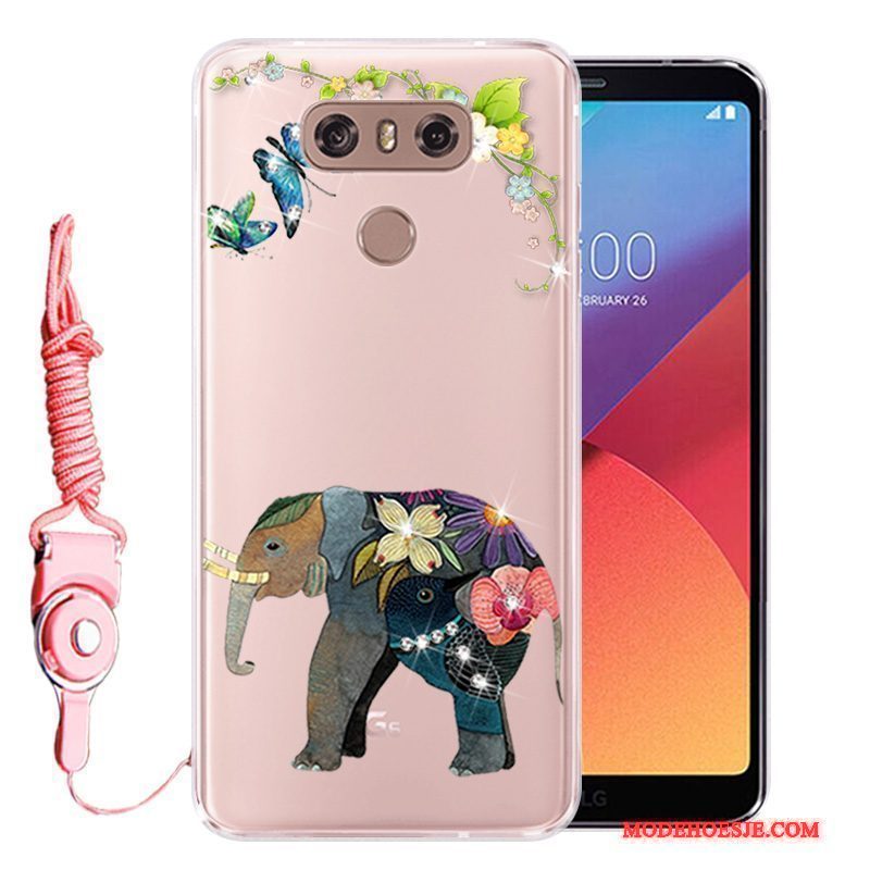 Hoesje Lg G6 Siliconen Rozetelefoon, Hoes Lg G6 Strass Anti-fall